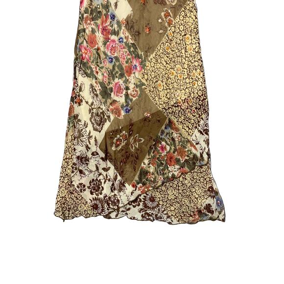 Connected Apparel Y2K Style Beaded Floral Patchwork Midi Dress Size Small Boho - Picture 4 of 6